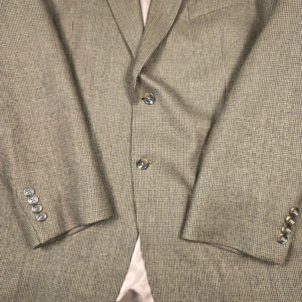 Chaps Blazer Mens 46L Lambswool Tan Birdseye Tweed Sport‎ Coat Classic Academic